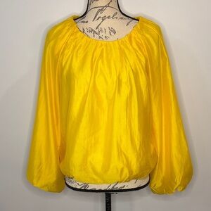 Banana Republic shirred puff sleeve bubble hem blouse top with subtle sheen S